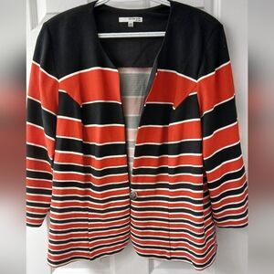 Studio One New York Striped Blazer Jacket 20W Black, Red & White Gradient Stripe